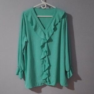 Vibrant Teal Ruffle Blouse NEW With Out Tags ☺️